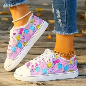 Colorful Easter Peeps Lace Up Shoes